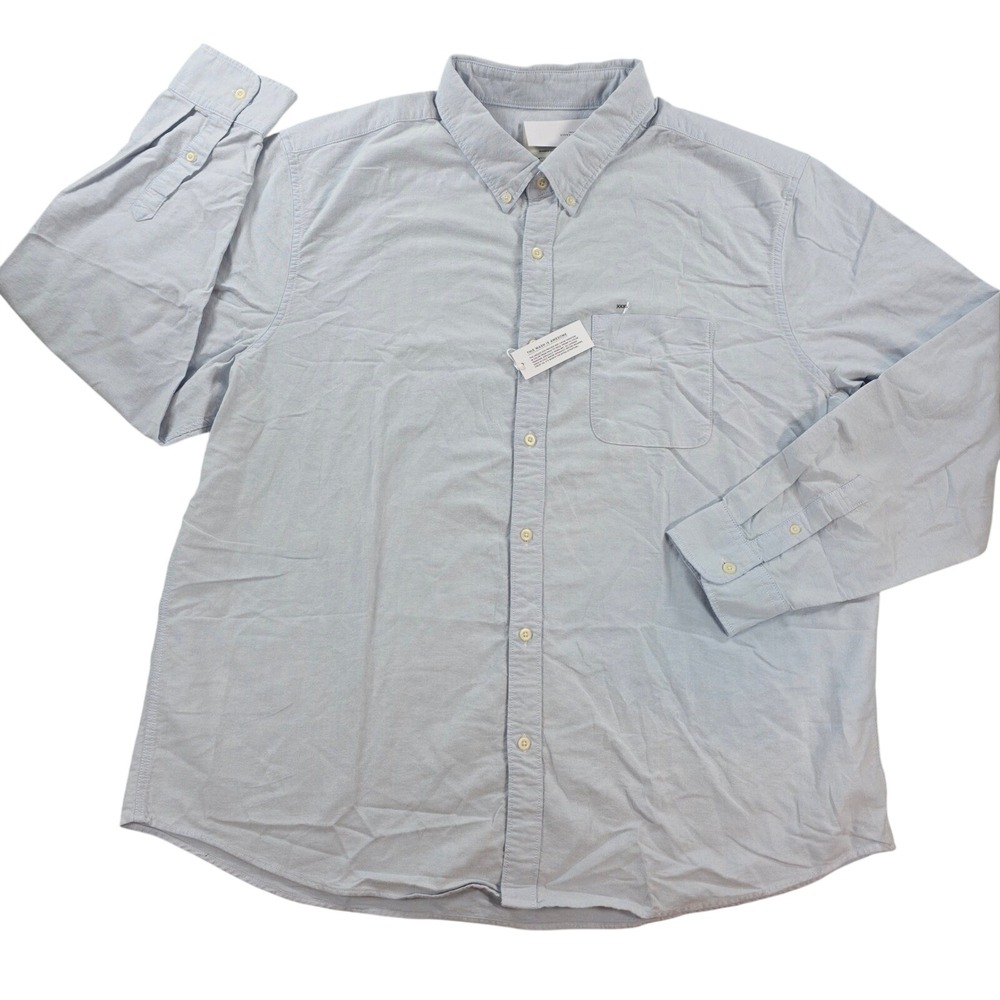 American Eagle Mens XXXL Light Blue Oxford Button Down Classic Fit Dress Shirt
